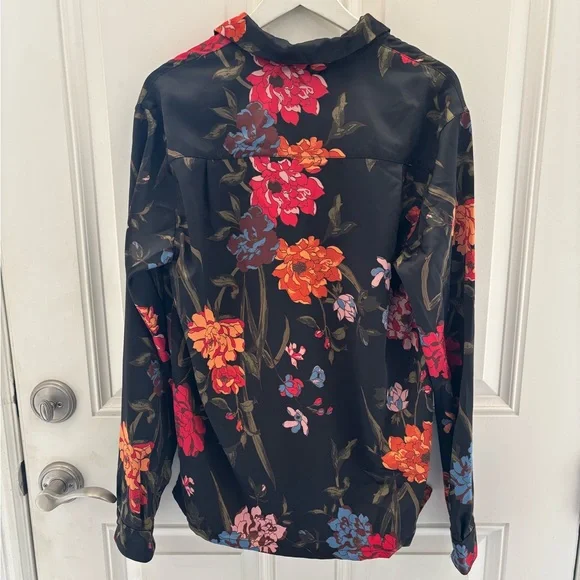 Urban Outfitters Satin Floral Button-Down Shirt S - Picture 9 of 12